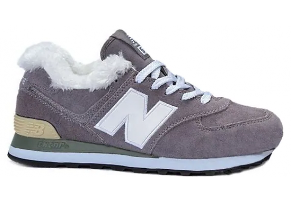 New Balance 574 серо-фиолетовые с мехом