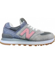 New Balance женские кроссовки 574 серо-розовые с голубым