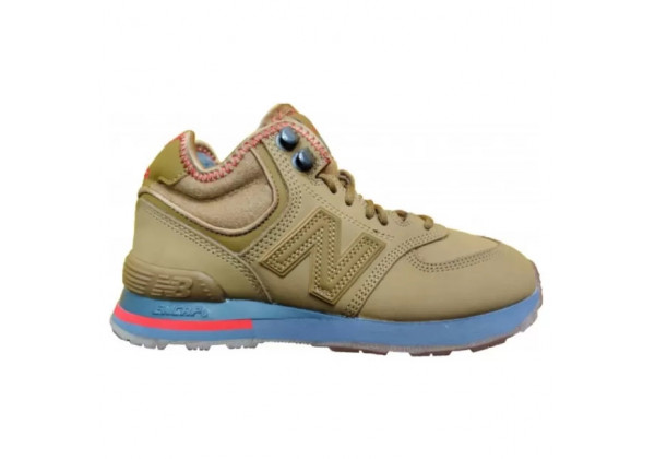 Зимние кроссовки New Balance коричневые с голубой подошвой