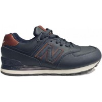 New Balance 574 Темно-синие кожаные
