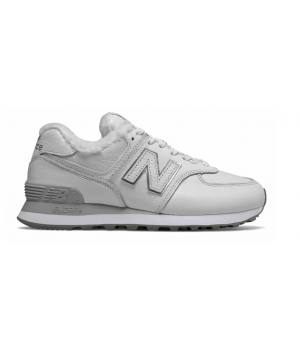Кроссовки New Balance 574 Classic кожаные с мехом белые 