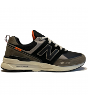 Кроссовки New Balance 574 хаки серые с синим